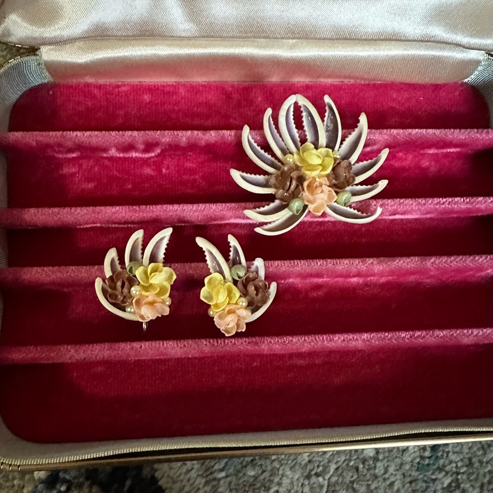Floral Enamel Jewelry Set